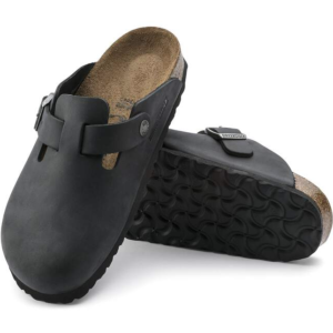 Unisex Boston Clog Black Oiled Leather