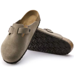Unisex Boston Clog Taupe Suede Soft Footbed
